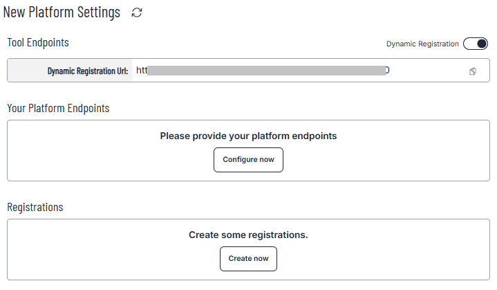 Screenshot of Platform Dynamic Registration URL.